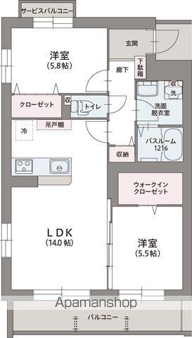 アルカ宮前(2LDK/2階)の間取り写真