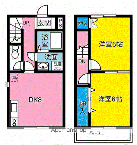 DUPLEX国王353(2DK/1階)の間取り写真