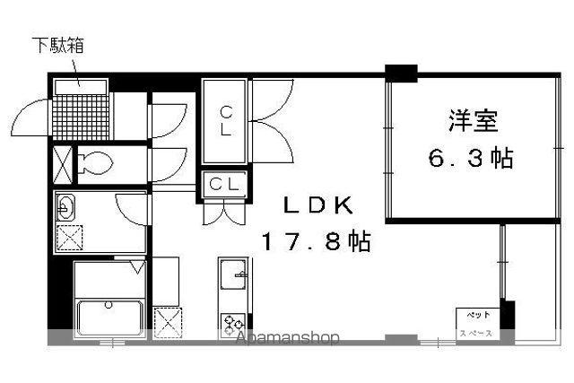 ヴィラスタジオーネ御所南(1LDK/2階)の間取り写真