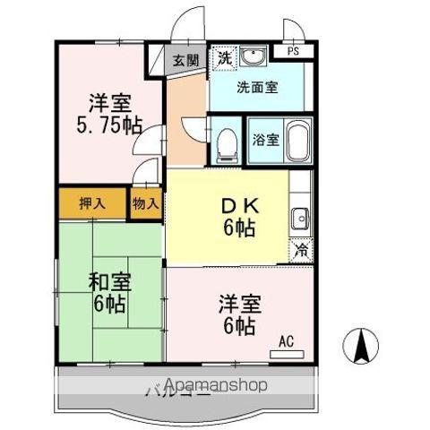 恵比寿ガーデンⅡ(3DK/3階)の間取り写真
