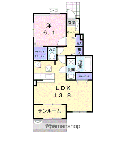 スリジエ リアン セカンド C(1LDK/1階)の間取り写真