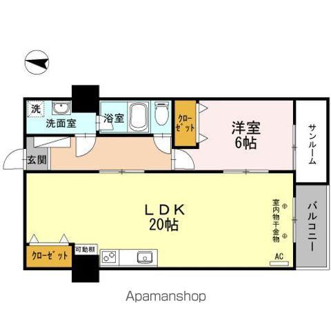 ファミール五反田(1LDK/6階)の間取り写真