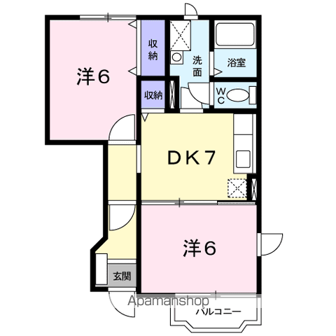 メゾン・シンシアA(2DK/1階)の間取り写真