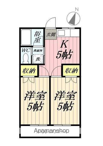 ヴィラージュ八潮 B棟(2K/2階)の間取り写真