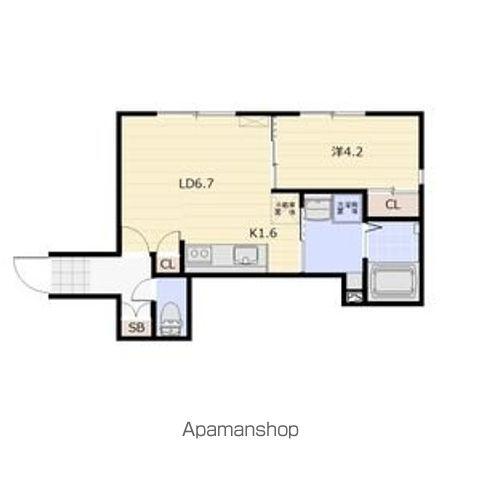 MIRABEAU(1LDK/1階)の間取り写真