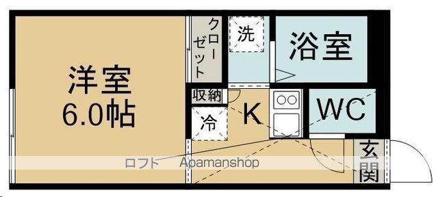 リベェールⅡ(1K/1階)の間取り写真