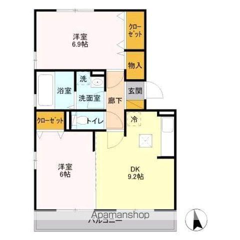 サンシャインみどりの(2DK/3階)の間取り写真