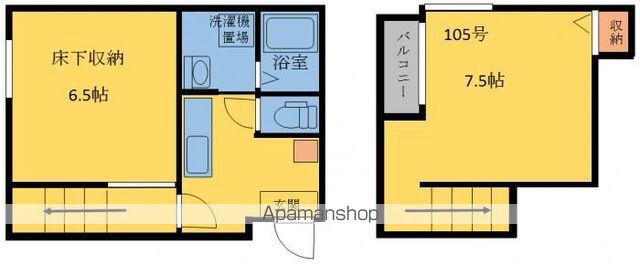 ポラリス七隈Ⅱ(1K/1階)の間取り写真