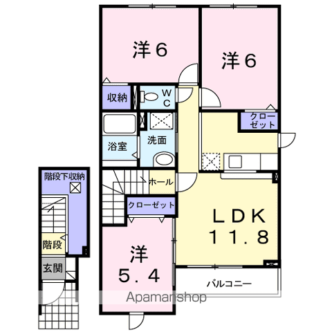 サンリット桔梗Ⅱ(3LDK/2階)の間取り写真