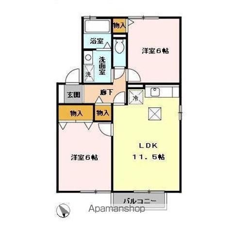 アルス明石台 AH(2LDK/1階)の間取り写真