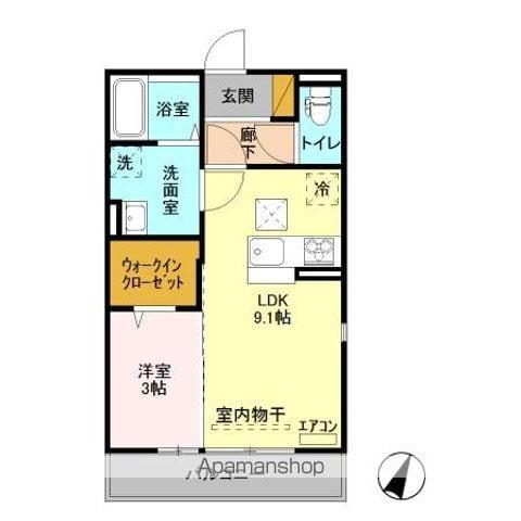 ゼピュロスみどりのH棟(1LDK/1階)の間取り写真