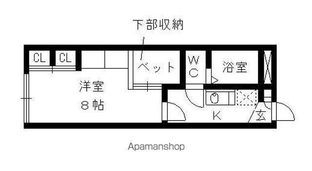 レオパレスひまわり(1K/1階)の間取り写真