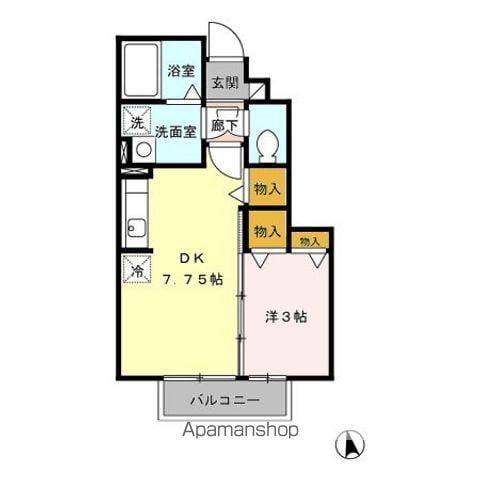 プログレッソB(1DK/1階)の間取り写真