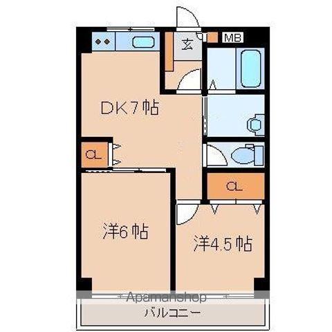 エステート東大和(2DK/3階)の間取り写真