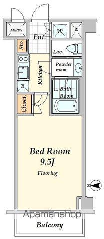 グランハイツ東新宿(1K/4階)の間取り写真