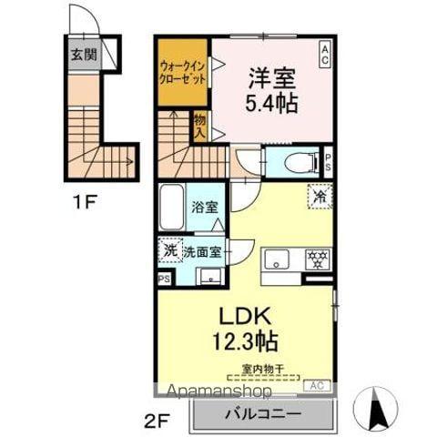 東海道本線 天竜川駅 徒歩20分 2階建 築1年(1LDK/2階)の間取り写真