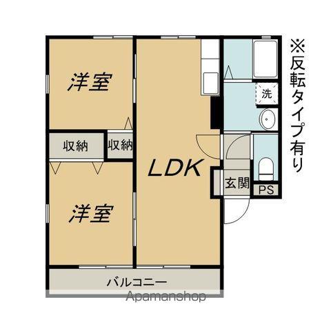 バロンドール西(2LDK/2階)の間取り写真