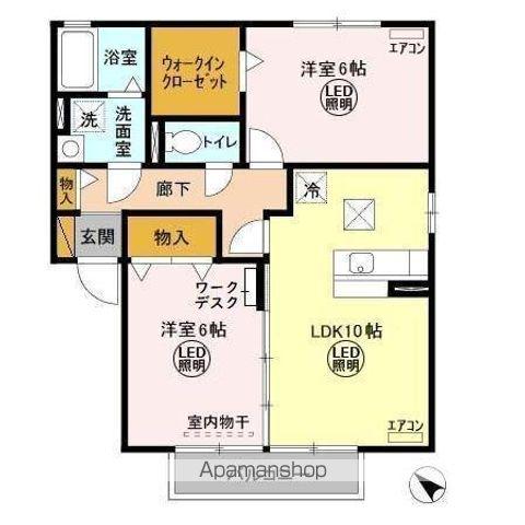 ヴァン・ボナールB(2LDK/1階)の間取り写真