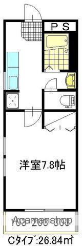 スプリングハイツ B棟(1K/1階)の間取り写真