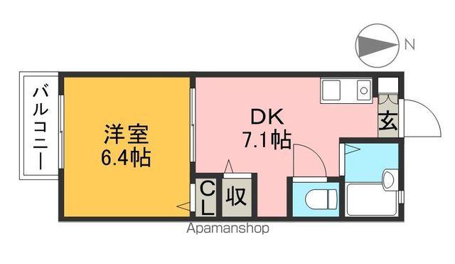 ラピス A棟(1DK/1階)の間取り写真