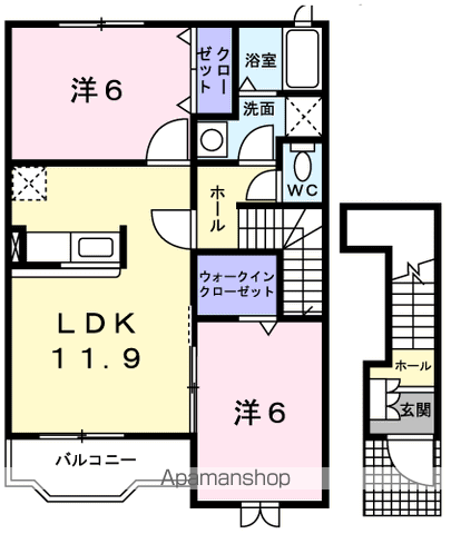 アルカンシエル(2LDK/2階)の間取り写真