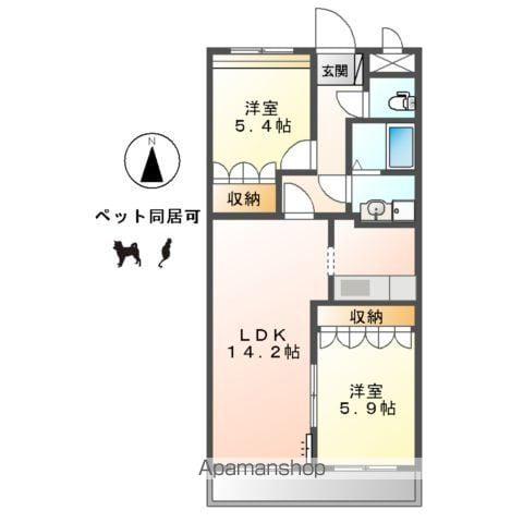 ペティハウスロベリア(2LDK/2階)の間取り写真