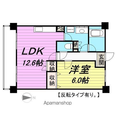 榴ヶ岡ユーワマンション(1LDK/3階)の間取り写真