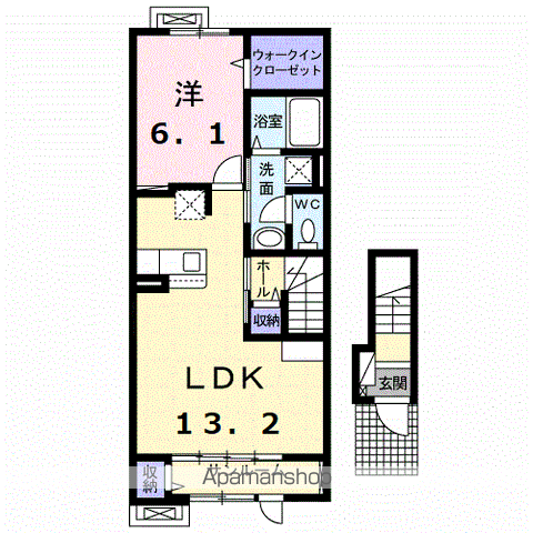 リヴァージュ K(1LDK/2階)の間取り写真