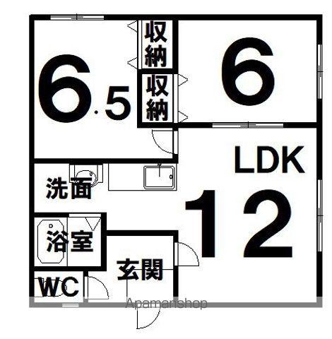 コーポ緑1号(2LDK/2階)の間取り写真