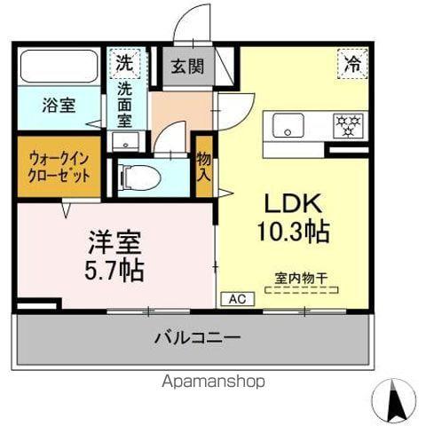 GRACE YAMA(1LDK/3階)の間取り写真