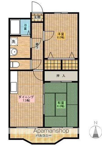 リージングマンション(2DK/2階)の間取り写真