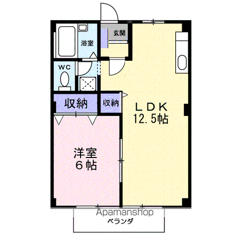シティハイツ矢吹(1LDK/2階)の間取り写真