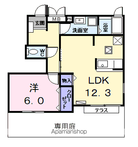 パークサイド横井(1LDK/1階)の間取り写真