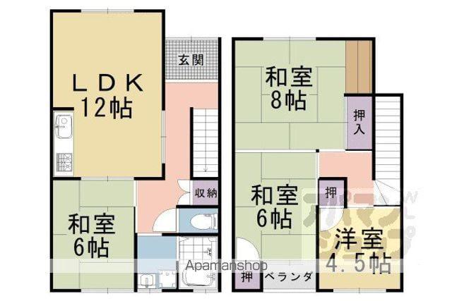 阪急電鉄京都線 桂駅 徒歩54分 3階建 築46年(4LDK)の間取り写真