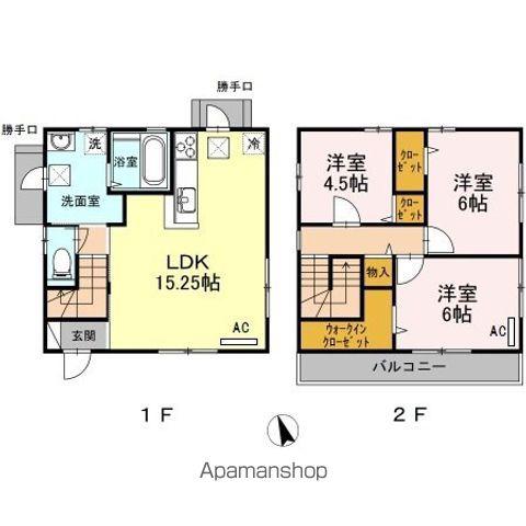 宇部線 宇部新川駅 徒歩19分 2階建 築16年(3LDK)の間取り写真