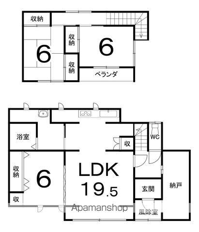 根室本線 柏林台駅 徒歩34分 2階建 築51年(3LDK)の間取り写真