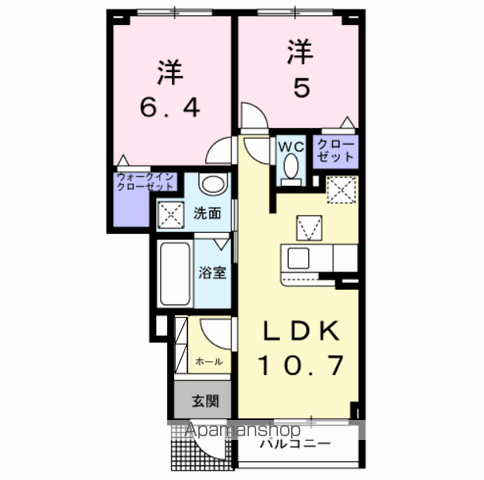 モンターニュ(2LDK/1階)の間取り写真