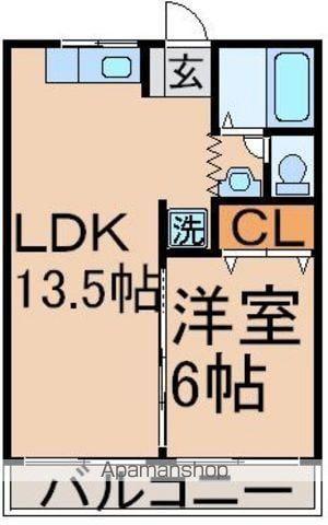 ビュー花の丘(1LDK/1階)の間取り写真
