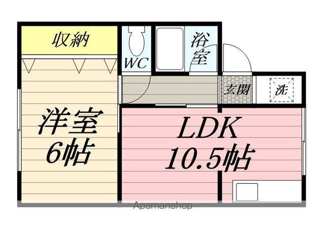 桐山ビル(1LDK/3階)の間取り写真