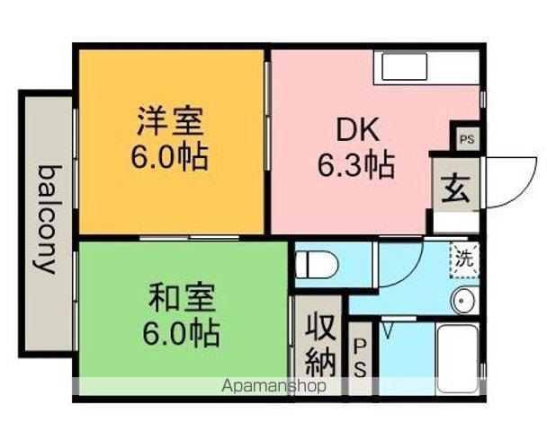 ぷちたうん藤島(2DK/1階)の間取り写真