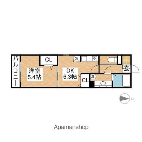 ボヌール御器所(1DK/1階)の間取り写真