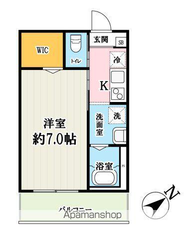 キャメル柏の葉キャンパス7B(1K/1階)の間取り写真