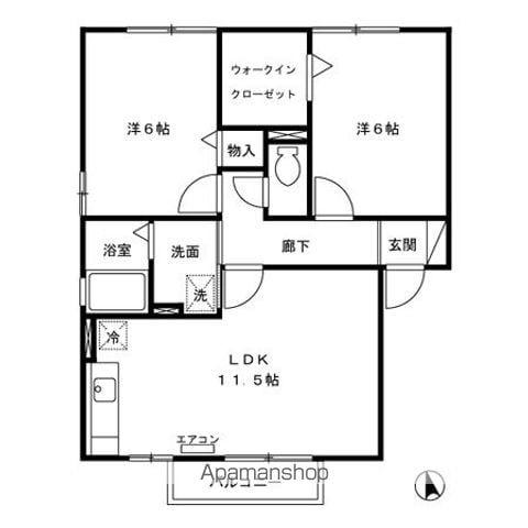 グランヴィラージュC(2LDK/2階)の間取り写真