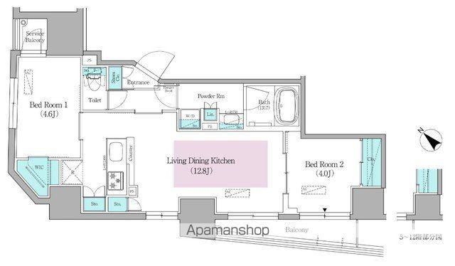 アーバネックス日本橋馬喰町Ⅱ(2LDK/8階)の間取り写真