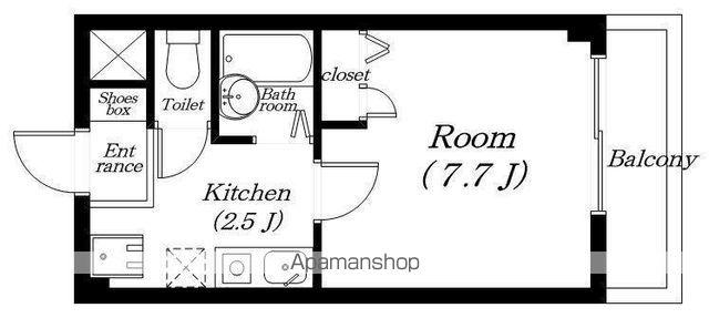スタジオビジュ(1K/2階)の間取り写真