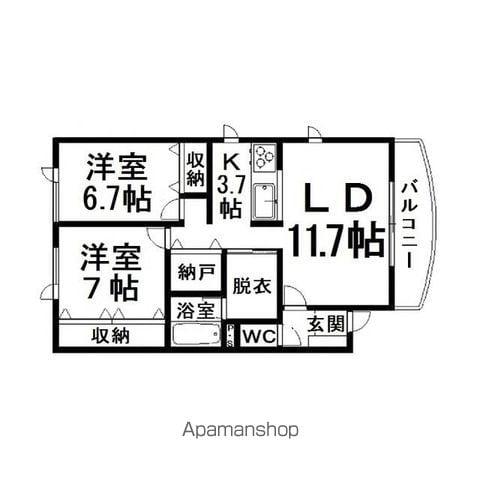 レ フレール(2LDK/1階)の間取り写真