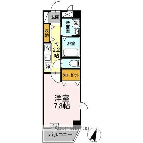 ヴィラパーク鶴舞(1K/2階)の間取り写真