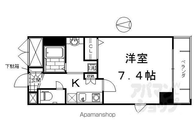 GRANDEGE KAMOGAWA(1K/4階)の間取り写真