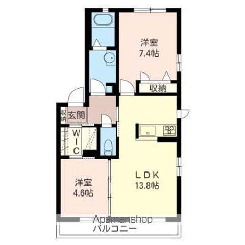 ウィステリアA棟(2LDK/1階)の間取り写真