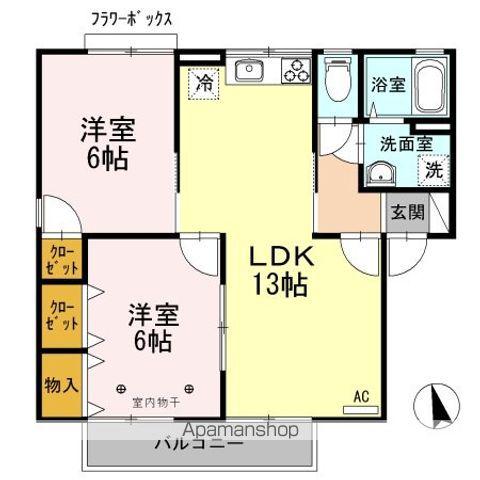 メゾンパーク東和田B棟(2LDK/2階)の間取り写真